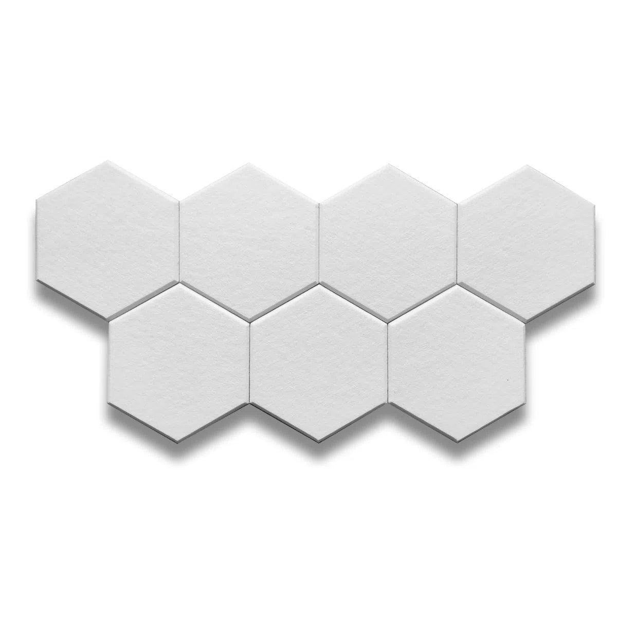 HEXA Acoustic 3D Felt PET Wall Panels set on white background WHITE DecorMania.eu